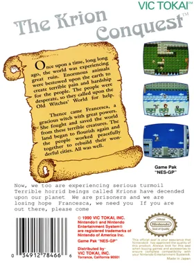 Krion Conquest, The (USA) box cover back